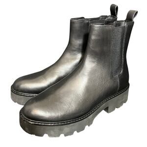 J.CREW LUG-SOLE CHELSEA BOOTS IN‎ LEATHER BLACK CHUNKY GRUNGE MOTO SIZE 10M